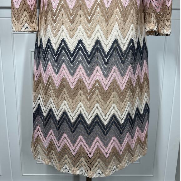 Tacera Unconditional Lace Overlay Bell Sleeve Crochet Dress Sz L Party Cocktail - Picture 8 of 13